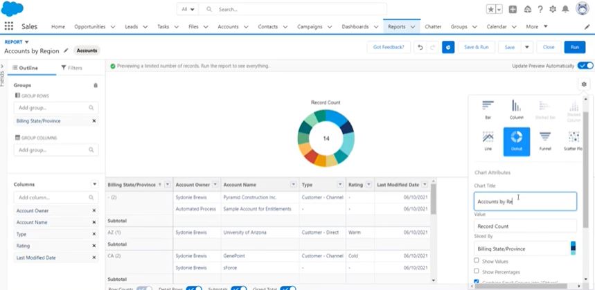 Salesforce Report Charts